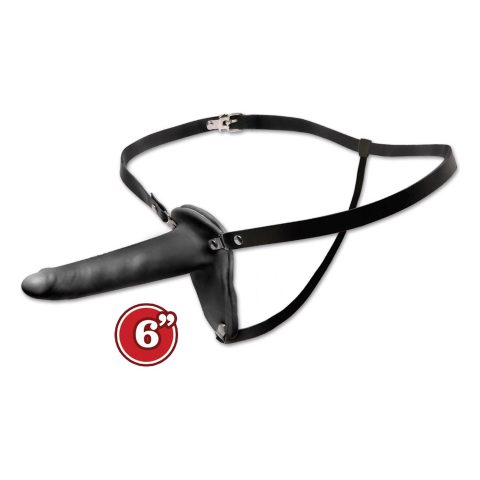 Strap-on uprząż na szelkach czarne gładkie dildo