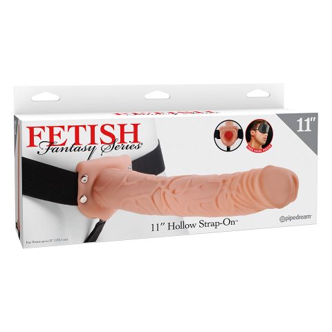 Proteza-HOLLOW STRAP-ON W BALLS 11"""" FLESH