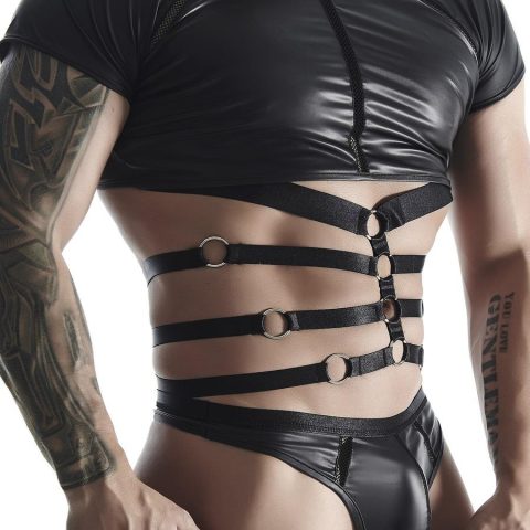 Męski komplet z wetlooka: t-shirt z ozdobną gumą