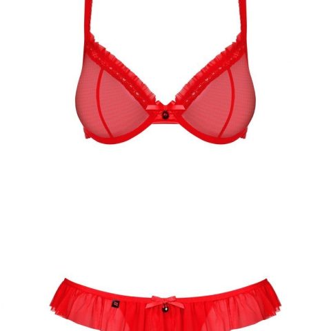 Czerwony sex komplet stanik stringi obsessive l/xl