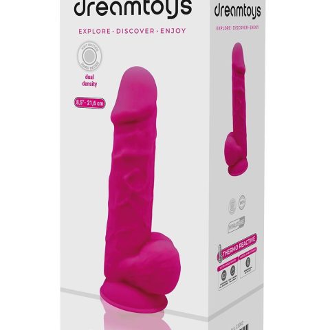 REAL LOVE DILDO WITH BALLS 8.5INCH FUCHSIA