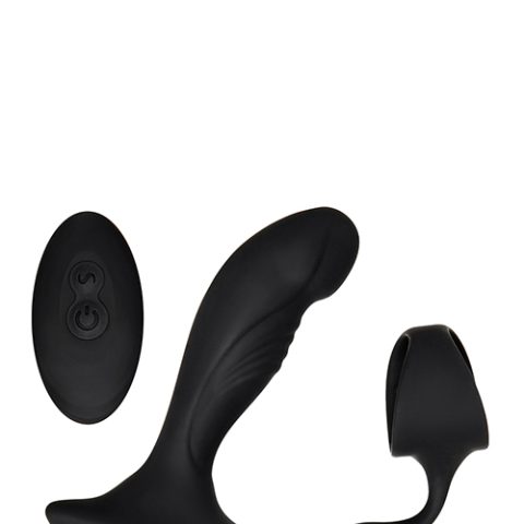 Strap-on pierścień na penisa z wibrującym dildo